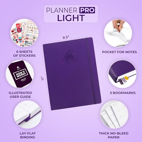 Clever Fox Planner PRO Light, Undated Weekly Planner, 8.5x11, Purple - color: Purple (Undated), size: A4 (8.5" x 11") Light Version