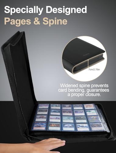 20-Pocket Zipper Binder for 1600 Trading Cards with 40 Side-Loading Pages - size: XL