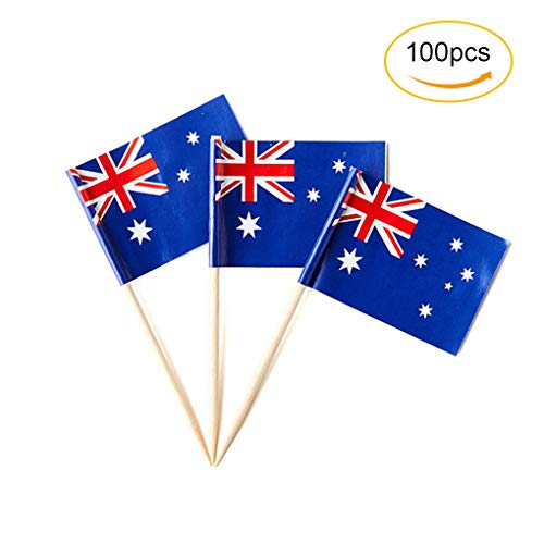 mflagperft Australia Toothpick Flags 100 Pack,Mini Australian Flag Picks - color: Australia