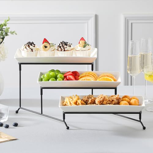 MALACASA 3 Tier Serving Trays, White Porcelain Serving Platters, 12 Inch - color: White, size: 12 Inch