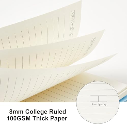3 Pack Spiral Notebook Wide Ruled A5 Size 5.8"x8.3" - size: A5 (5.9"x8.3"), style: Wide Ruled