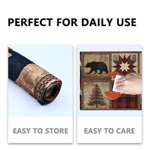 Bear Table Placemats Set of 4 Place Mats Linen Wipeable Placemats Waterproof Rectangle Table Mat for Kitchen Dining Dinner 18 X 12 Inch - color: Bear