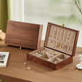 Black Walnut Solid Wood Jewelry Box for Women with Necklace Hook - style: 1 Layer A