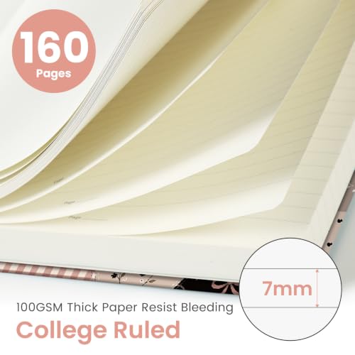 Taja Pretty Lined Journal for Women, Aesthetic Hardcover Leather Journal - color: B-Ribbon Lattice, size: A-Lined