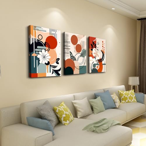MHARTK66 Canvas Wall Art For Bedroom & Living Room - Boho & Vintage Flowers Wall Painting - Abstract Art - Ready To Hang - Framed Wall Pictures - 3 Panels - color: Abstract Flower Painting, size: 12x16inches*3pcs