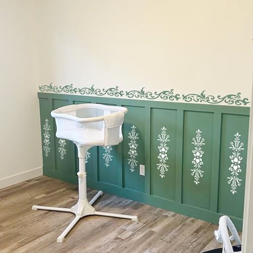 Corner Border Stencils for Crafts, Mexican Flower Floral Lace Furniture Stencils for Painting on Wood Reusable Wood Burning Drawing Art Paint Patterns for Wall Cookie Canvas Floor (Corner) - style: corner