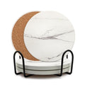 Absorbent Ceramic Drink Coasters Set of 4 Round 4 Inch - style: 4 coasters Style A