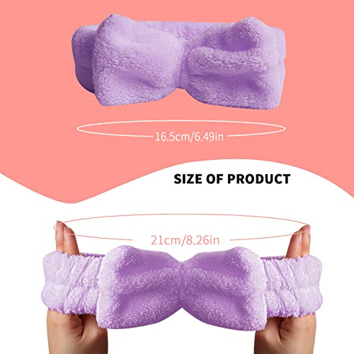 WSYUB Hairband, 3pcs Face Headband with Bow Tie, Soft Microfiber Skincare Band for Washing Face, Shower Headband Spa Headband for Women Girls(Blue, Red, Purple) - color: Blue, Red and Purple