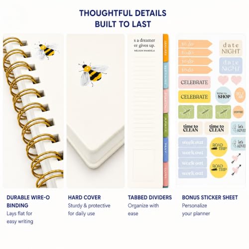 WORLD TRAVELER Academic Planner School Organizer Jul 2026-Dec 2027, 7"x9" - color: Ivory Bee