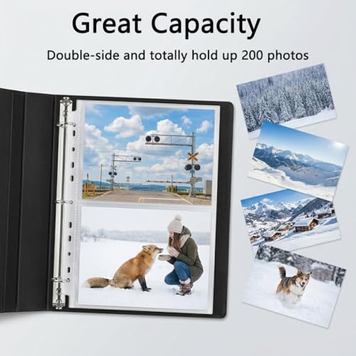 50 Pack 5x7 Photo Sleeves for 3 Ring Binder, Clear Protectors, 200 Pockets