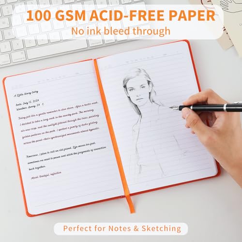 Heture Hardcover Notebooks, A5 Lined Journals Notebook for Writing 160 Pages, 8.2 x 5.5 inch, Classic Ruled Notebooks for College/Work/Travel (Orange, 1 Pack) - color: Orange, size: 1 Pack