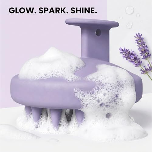 Silicone Scalp Massager – One-Piece Shampoo Brush for Scalp Massage & Shampoo Distribution – Gentle Scalp Brush for Wet & Dry Use (Purple) - color: Purple