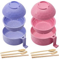 2 Sets 40 oz Microwave Ramen Bowl with Handles, Pink, Purple - color: Pink, Purple