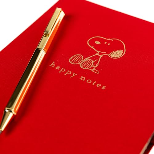 Snoopy Lined Journal Plus Pen by Graphique Luxe Collection, Hardcover Diary Notebook for Writing, Gold Foil Embossing, 160 Pages, 6” x 8” - color: Snoopy