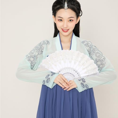 Chinese Style Folding Fan For Weddings And Festivals Foldable Fan Portable Decoration Festival Performance Stage Props Decoration(white) - color: White
