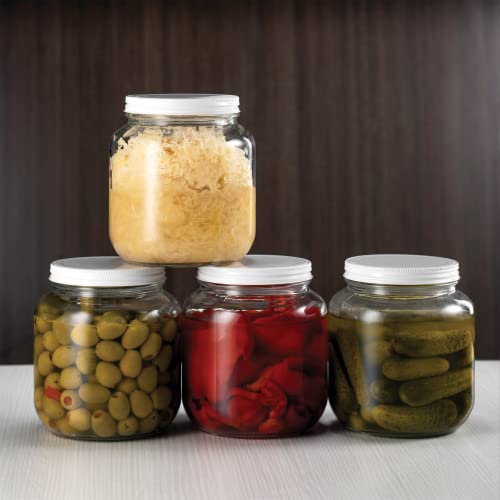 Paksh Novelty 64 oz Mason Jar, Half Gallon Jar, Wide Mouth, Clear, 4 Pack