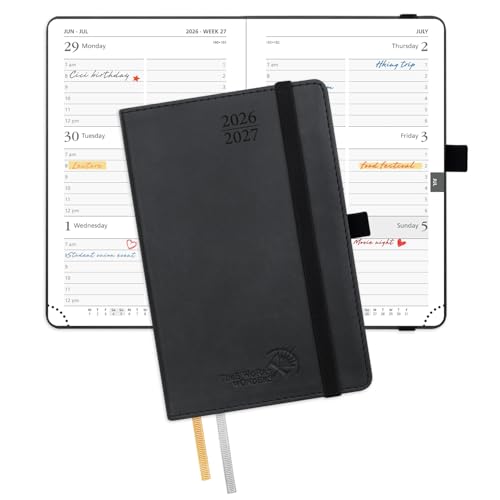 POPRUN Pocket Planner 2026-2027, Purse-4" x 6.25", Academic Pocket Calendar - color: Black, size: Pocket-4" x 6.25", style: Academic Year 2026-2027