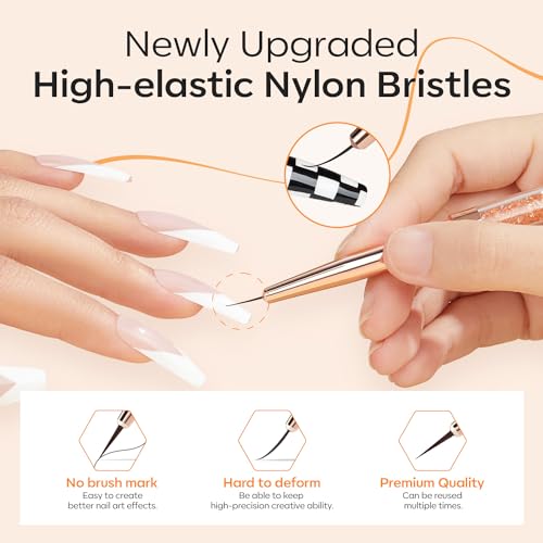 Modelones Nail Art Brushes Dual-ended Fine Liner Gel Polish 7/11/15/20mm - color: orange