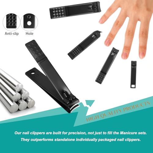 26Pcs Manicure Nail Clipper Set for Men Women Gift, Black Case - color: Black