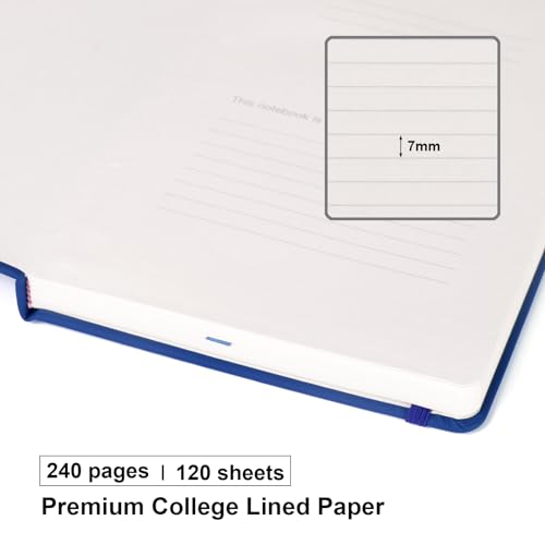 Comix Lined Journal Notebook for Work, 240 Pages, 5.5" x 8.3", Navy Blue - color: Navy Blue, size: 1 Pack