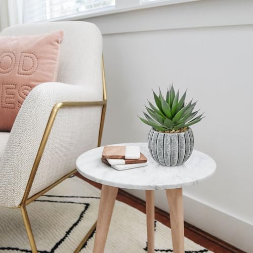 Briful Artificial Aloe Succulent Plant in Aged Cement-Look Ceramic Pot – 8" Tall Faux Agave Plant with Decorative Pebbles – Realistic Desk or Shelf Decor for Home, Office, Bathroom - color: Black Vintage Vase