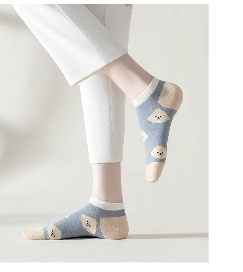 Cute Animals/Flowers Patterned Ankle Socks for Women - color: 5 Pairs-dog