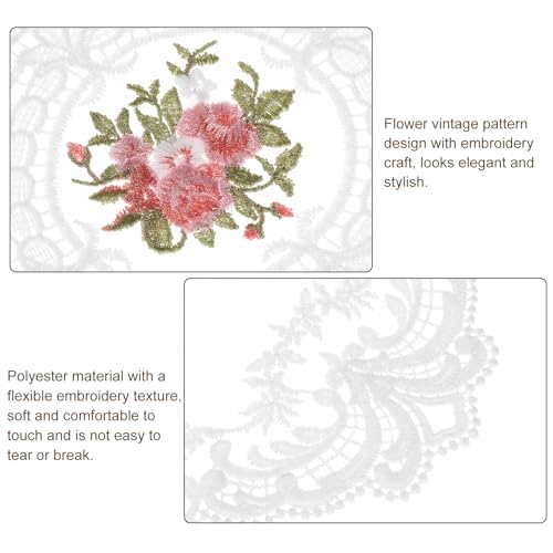 uxcell 2Pack Retro Lace Placemat 12x12-in Square Embroidered Table Place Mats French Crochet Doilies Coasters Cup Mat for Home Wedding, White - color: White