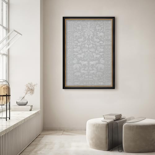 MUDECOR Premium Framed Wall Art Intricate Animal Pattern in Soft Gray Illustrations Impressionism Scenic Colorful for Living Room, Bedroom, Office - 26"x36" Black - color: A07-2308-irs31, size: 36"L x 26"W, style: Black Frame