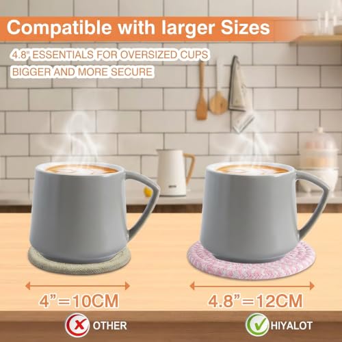 Cotton Coaster Set, Blush Pink 4.8'' Large Drink Coasters, Woven Coasters Absorbent, Dining Table Decor, Protects Tables and Easy to Clean.(2PACK) - - color: Blush Pink