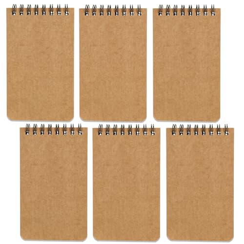QiCheng 6pcs Pocket Notebook Mini Notepad Small Spiral Notebooks 3X5Inch - size: 6-brown