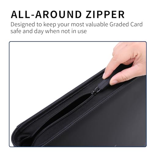 Snekdy premium 360-pocket trading card binder, 9-pocket cards album, waterproof PU-leather Cover with side loading, holds gaming, baseball, basketball & sports cards (Black)