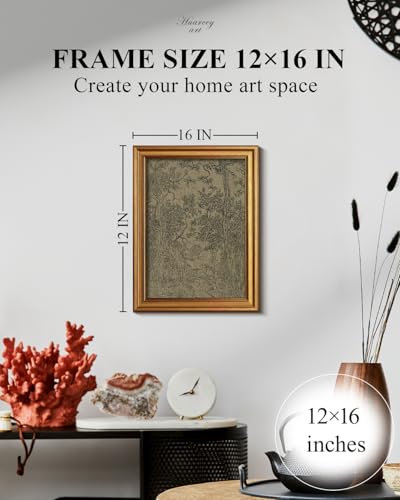 HUARCEY Gold Framed Canvas Wall Art, Antique Landscape Sketch, 12x16 Inch - color: Landscape Sketch, size: 16"L x 12"W
