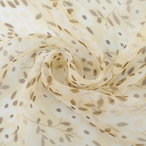 Women's Gypsophila Floral Scarf, Retro Lightweight Silky Sunscreen Head Wrap Neck Scarves for Summer - color: Beige
