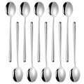 Miupoo Spoons,Stainless Steel Long handled soup spoons,Silver,10 Piece (8.7x1.6 Inches)