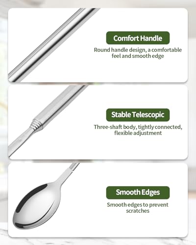 2 PCS Extendable Spoon, Prank Long Telescopic Spoon, Expandable 8.7-25.4" - style: 2 PCS Spoon