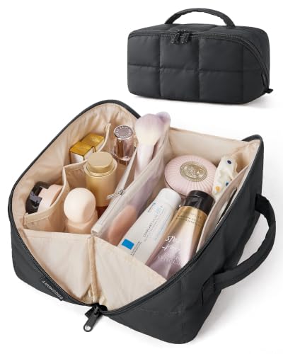 BAGSMART Travel Makeup Bag, Large Capacity Cosmetic Organizer for Women - color: Black
