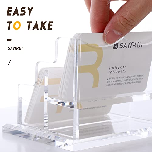 SANRUI Acrylic Business Card Holder, Clear Desk Card Display Stand 2 Slot