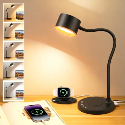 LiFMIRA Desk lamp with 2 USB Charging Ports, Touch Control Desk Light Black - color: Black