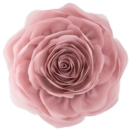 JWH Decorative Flower Throw Pillow Cover, 14 Inch, Rose Gold - color: Rose Gold, size: 14" x 14" (Pack of 1)