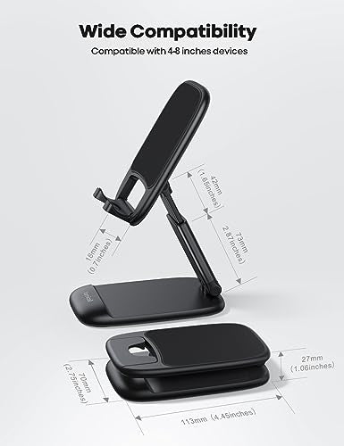 Lamicall Cell Phone Stand for Desk, Height Angle Adjustable Phone Holder - color: 1-Black