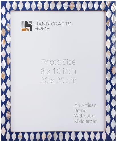 Handicrafts Home Handmade Decorative Mother Of Pearl Blue Photo Frame, 8x10 - color: AVANT-DROPS, size: 8X10