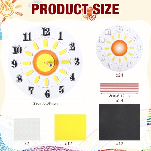 Ireer 24 Pcs DIY Sundial Craft Kit Educational Learning Teaches Time Solar Shadow Concepts Easy to Assemble for Home School Classroom Group Science Activity