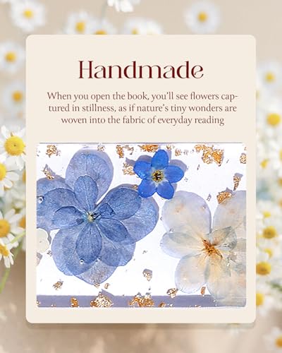 Buleens 2PCS Bookmarks for Women - Pink Blue Book Marks for Readers Book Lovers, Personalized Handmade Dried Flower Resin Pressed Flowers Bookmark with Tassels, Pretty and Aesthetic - color: Pink Blue