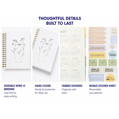 WORLD TRAVELER Academic Planner School Organizer Jul 2026-Dec 2027, 7"x9" - color: Ivory Flowers