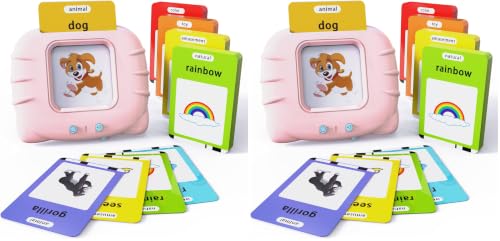 Lapare Audible Learning Toy with Music for Toddler Age 1 2 3 4 5, 520 Sight Words Talking Flash Cards Toy for Girls to Learn Alphabet Number Color Shapes and More (Pack of 2) - color: Pink, size: 520 Sight Words English (Pack of 2)