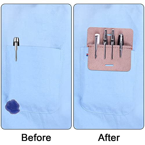 Wisdompro Pocket Protector, 3 Pack PU Leather Heavy Duty Pen Holder Pouch - color: Pink