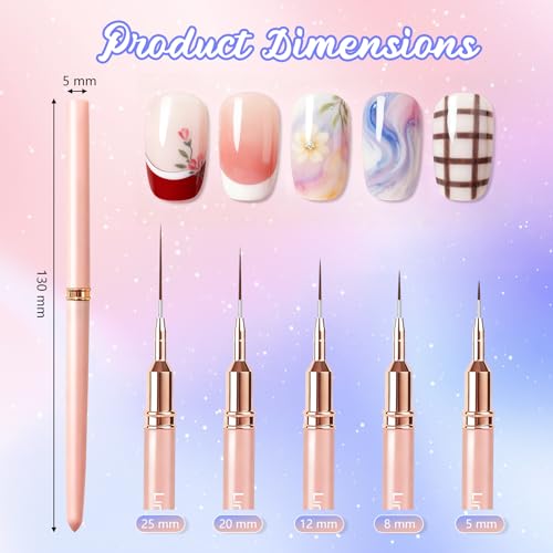 Artdone Nail Art Pens And Brushes Set With Liner Paint Dotting Tools - color: Black Set with Stands