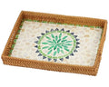 Rectangular Rattan Serving Tray with Mother of Pearl Inlay, Bohemia - color: Bohemia