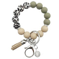 Unpafcxddyig Silicone Bead Keychain Bracelet Wristlet Key Ring - color: Army Green Black