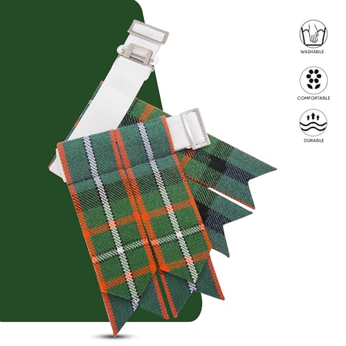 EZE Kilt Flashes for Men with Heavy Buckle Adjusters, Plain & Tartan Kilt Sock Flashes Acrylic Wool - color: Ferguson